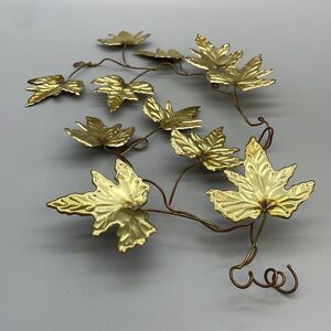 Vintage 80s Home Interiors Brass Leaf Wall Decor Set of 2